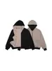 Jaqueta com Capuz Zíper Dupla Face Estilo Americano Retrô Pied-de-Poule Primavera e Outono Masculina Curta Solta Casual Top