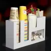 Portavasos de té con leche Portavasos de pajilla acrílica Portavasos de papel tisú Estante de almacenamiento Estante de almacenamiento de tapas de vasos Portavasos acrílico Comercial
