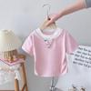 Camiseta de Verano de Manga Corta para Niñas 2025T Dos Nuevos Estilos Top de Estilo Occidental para Niños Bebé Lindo Pequeño Fresco Slim T de Mujer