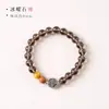 Obsidiana Helada con Cruz de Plata Tibetana Separadores de Copo de Nieve Pulsera Personalizada Tendencia China Pulsera Budista de Cuentas de Oración Sándalo Retro Chino Wenwan