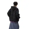 Sudadera con capucha estilo americano de calle con estampado de estrellas, unisex, colección de otoño, diseño de peso pesado, cárdigan con cremallera, corte holgado, prenda de abrigo de nicho