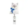 Pinza de Cocodrilo Carrete Acrílico Retráctil Insignia Fácil de Tirar Cabeza de Gato Maestro Gato Lindo Estudiante Hebilla de Tirar Cuidado Médico