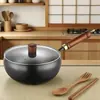 Wok de Hierro Tradicional de Fondo Redondo Profundo Nitrógeno Sin Recubrimiento Engrosado Antiadherente Wok Pequeño de Hierro para Cocinar y Guisar Hierro Forjado Redondo para Uso Doméstico y Comercial