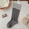 Calcetines de Algodón Puro para Mujer Otoño e Invierno Adelgazantes por Compresión de Media Pantorrilla Estilo JK Japonés Bloques de Color Calcetines Largos Calcetines de Tubo Alto de Otoño