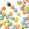Cuentas de cerámica con agujero recto estilo retro bohemio pulsera con forma multifacética accesorios material de cuentas joyería diy