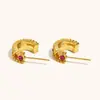 Pendientes Europeos y Americanos Transfronterizos Pequeños en Forma de C con Circonita Acero Inoxidable Chapado en Oro de 18 Quilates Elegantes de Nicho Lujo Accesible Pendientes Franceses Personalizados para Mujer