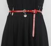 Cinturón pequeño retro de piel genuina con hebilla plateada, simple para combinar con todo, cinturón delgado decorativo de Corea del Sur para traje, falda, jeans de mujer