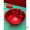 Balanza de boda, lavabo transparente, artículos de boda, lavabo de plástico para bodas, cuenco rojo festivo, juego de dote de la novia