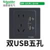 Schneider Electric Serie Yiyi Panel de Interruptores de Enchufe de Pared Gris Tipo 86 Cinco Agujeros Oculto USB Tres Agujeros
