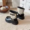 Botines cortos de estilo británico para niños, nueva colección de otoño, botas Martin retro a la moda de color block para niñas, botines de moda sencillos para niñas pequeñas