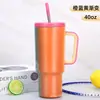 Taza de coche para Big Mac con degradado transfronterizo de 40 oz, taza térmica con pajilla de gran capacidad con asa, taza de hielo portátil para coche
