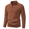 Otoño Invierno 2026 Nuevo Suéter de Punto para Hombre con Media Cremallera y Cuello Alto Moda Juvenil Casual Capa Base