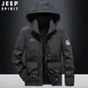 Chaqueta con capucha para trabajo transfronterizo para hombre con terciopelo grueso, otoño invierno, holgada, multibolsillos, ropa de invierno para papá de mediana edad