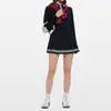 Roupa de Tênis Estilo Novo Transfronteiriça Camisa Polo Manga Longa Feminina com Meio Zíper e Gola Camisa Conjunto de Roupa Esportiva Respirável para Uso ao Ar Livre