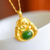 Colgante de Buda sonriente blanco y dorado de Vietnam, joyería pura, collar de mujer, collar de boda, gema, joyería de boda, artículo artesanal para madres