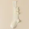 Meias Slouch Estilo Japonês com Babados para Outono e Inverno para Mulheres, Meias de Cano Médio com Renda de Ponto Duplo, Meias JK de Cor Sólida, Meias Longas Resistentes a Odores e Absorventes de Suor