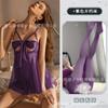 Bata de Noche Sexy Talla Extra Grande, Ropa de Dormir sin Espalda de Encaje con Aros que Realza Bustos Pequeños, Atractivo Diseño de Moño