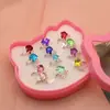 Caixa de presente de anel infantil caixa de amor para estudante conjunto anel de menina com strass anel ajustável 12 de Maio Anel da Princesa