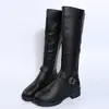 Botas de cuero exclusivas transfronterizas para mujer, nuevo estilo primavera y otoño 2026, botas largas de tacón bajo con cremallera, estilo europeo y americano, botas de equitación, botas de caña alta para mujer