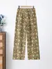 Pantalones Finos Estampados de Verano 2026 para Madres de Mediana Edad y Mayores, Pantalones Largos Adelgazantes de Cintura Alta con Estampado Floral Retro Chino, Tallas Grandes
