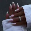 Caixa com 24 Peças de Conjunto de Adesivos para Unhas Artesanais Populares Transfronteiriços em Formato de Amêndoa com Gradiente, Unhas Postiças Curtas, Produto Acabado