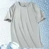 Camiseta Masculina de Verão Malha Ice Silk Manga Curta Cruzada, Tamanho Grande, Esportiva, Secagem Rápida, Respirável, Meia Manga, Top Refrescante