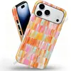 Funda de Teléfono Vertical a Rayas Cuadros Macarrón Acuarela para Apple 18Pm, Funda con Película Magnética Estilo Fresco Pintado a Mano para iPhone 17