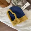 Chapéu de tricô com cachecol Barker pull chapéu de lã quente de outono e inverno cachecol integrado proteção para as orelhas chapéu Lei Feng chapéu de inverno para o frio