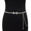 Europeia e americana cross-border strass incrustado cintura corrente cintura simples metal corrente laço decoração vestido feminino cintura fina corrente