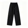 Ropa Nueva para Mujer Otoño e Invierno Algodón Color Oro Titanio Costura Lateral Adelantada Adelgazantes Versátiles Pantalones Cargo Cintura Media Pierna Recta Pierna Ancha Pantalones de Mujer