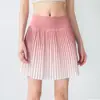 Falda Plisada de Cintura Alta de Color Degradado para Mujer, Falda Corta Deportiva de Fitness Yoga Anti-Exposición, Falda de Tenis Transpirable de Secado Rápido