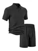 Conjunto de Polo Jacquard Texturizado con Cuello de Verano para Hombre de eBay Transfronterizo Conjunto de Dos Piezas de Pantalones Cortos de Manga Corta Casuales Europeos y Americanos