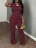Conjunto de dos piezas para mujer Amazon 2026: Top plisado de manga corta y pants deportivos casuales, estilo Y2K, moderno y casual
