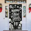 Cortina de Puerta Banner de Año Nuevo Feliz Año Nuevo Impreso Banner Decorativo de Entrada Fiesta de Año Nuevo Tela Colgante de Fondo