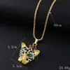 Collar con colgante de cabeza de leopardo con ojos verdes y diamantes tridimensionales de hip hop de moda europea y americana, accesorios que combinan con todo y con personalidad moderna.
