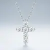 Collar con Colgante de Cruz de Moissanita Plata de Ley Cadena para Clavícula de Lujo Ligero Gama Alta Nicho Moda Versátil Joyería al por Mayor