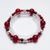 [Renacimiento] Pulsera de Cristal de Granate Natural para Mujer Más Fácil de Combinar Cuentas de Concha Blanca Pulsera Rojo Sangre de Paloma Venta al por Mayor