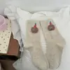 Calcetines Lindos de Oso de Dibujos Animados para Niñas Estilo Coreano Calcetines Estilo Ins Hilo de Punto Flocado Calcetines Apilados para las Cuatro Estaciones