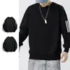 Sudadera de otoño e invierno para hombre, holgada y gruesa, sin capucha, cuello redondo, manga larga, talla grande, moderna y versátil