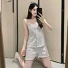 6535 Pijama Feminino de Algodão Primavera Verão Conjunto de Camisola Sexy Simples Confortável Solto Roupa de Casa Pode Ser Usada Fora