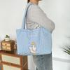 Nova Bolsa de Ombro Acolchoada em Formato de Coração Ins Bolsa Tote com Estampa de Cereja Desenho Animado Fofo Bolsa de Mão de Compras Feminina