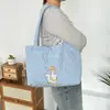 Nova Bolsa de Mão Bordada de Desenho Animado, Bonita e Macia, Bolsa de Ombro de Grande Capacidade, Bolsa Tote Versátil para o Dia a Dia em Algodão Acolchoado