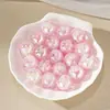 [Fosforescente] Novo Estilo Flor de Dedo Botão de Flor Pó de Glitter Tulipa Iridescente Furo Reto Contas Redondas Resina DIY Contas Artesanais