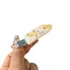 Clip de pico de pato de color ácido acético con diamantes en forma de gota de agua, clip lateral con textura, clip dulce y lindo para flequillo, nuevo de primavera y verano