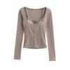 Ds25135-25 Nuevo Estilo Otoño Europeo y Americano Sexy Sexy Encaje Empalmado Conjunto de Dos Piezas con Camiseta Casual de Manga Larga