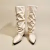 Botas de pierna de pantalón adelgazantes con hebilla y punta fina para mujer 2026 otoño nuevo botas de cowboy occidentales retro botas largas holgadas