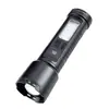 Linterna Blanca Láser, Linterna Doméstica de Luz Fuerte, Linterna Solar para Exteriores de Largo Alcance con Zoom y Luz Lateral Recargable