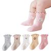 Calcetines para Bebé, Estilo Primavera y Otoño, Algodón Grado A, Calcetines para Niños sin Presión en la Pierna, Borde con Volantes, Calcetines para Bebé Recién Nacido hasta Media Pantorrilla, Calcetines sin Costuras
