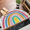 Alfombra de Anillo de Seda Semicircular de Arcoíris de Dibujos Animados Corte Libre Raspado de Tierra Barro Felpudo para Pies Hogar Puerta Alfombra Antideslizante Quita Polvo
