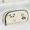 Estuche para lápices de niño estilo coreano con panda, tendencia de moda, patrón de panda, gran capacidad, bolsa de almacenamiento de doble capa, esencial para la oficina y el estudio